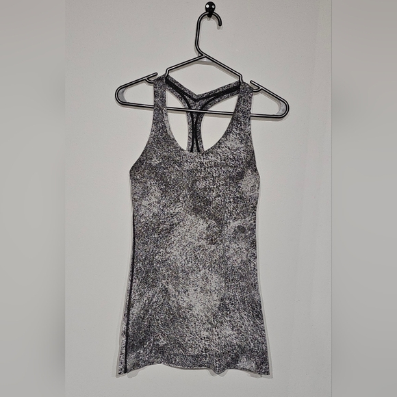 Lululemon Cool Racerback II Luon Spray Jacquard White Black Size 8 - 10 - Picture 4 of 6